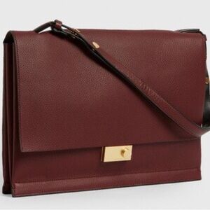 All Saints Avery Burgundy Leather Shoulder Bag